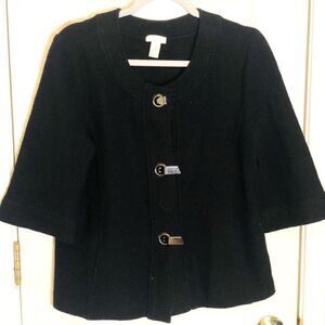 Chico's Women's Black Half Sleeves Comfort Cardigan Jackets Size 1 = Small
